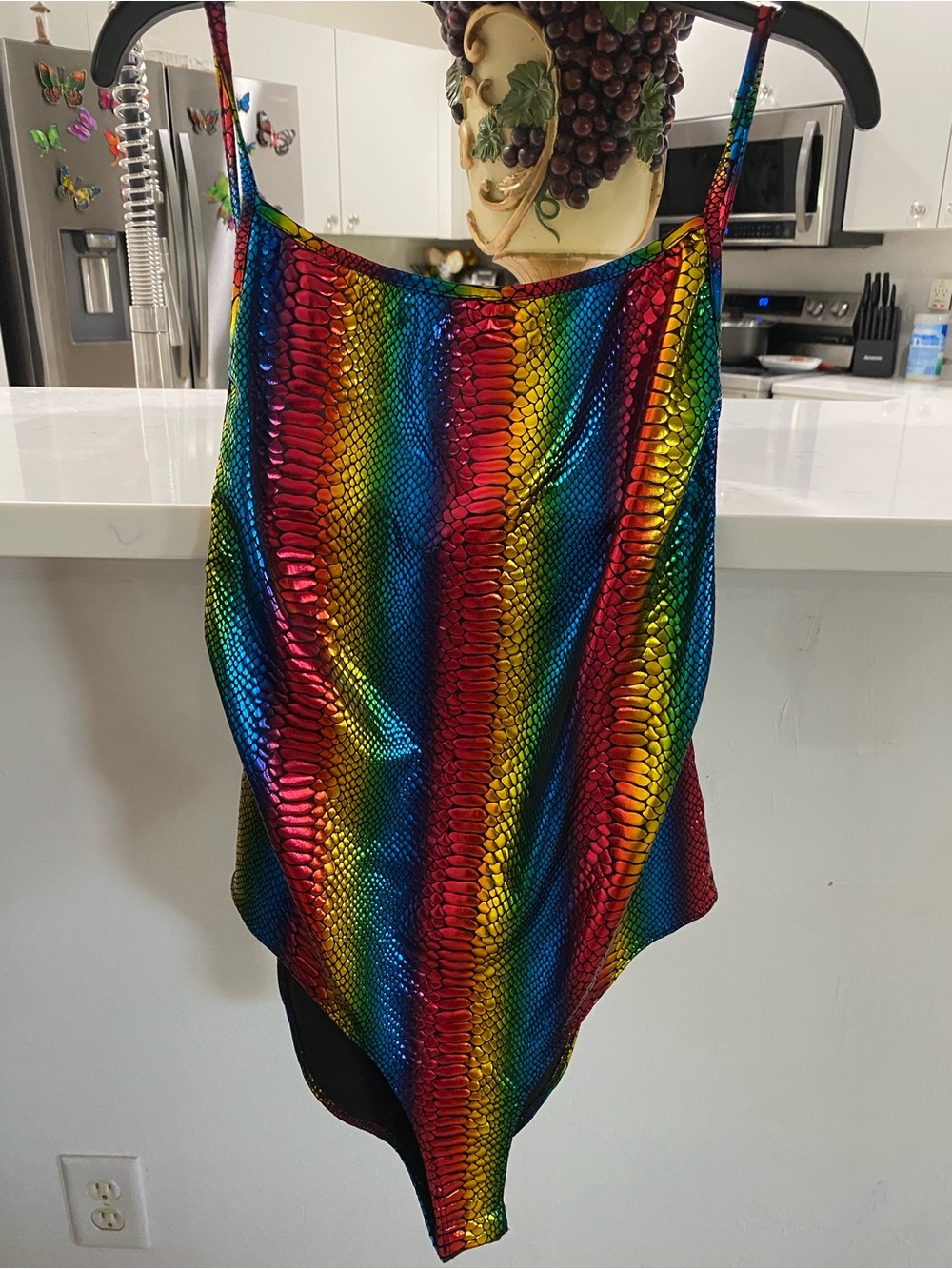 love J Rainbow Metallic Snake-Scale Tank Top